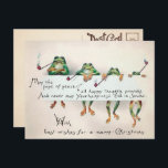 Vintage Rökning Frogs julkort  Vykort<br><div class="desc">Vintage gror som röker rör julkort. Hög kvalitet,  återställd vintage bild.</div>