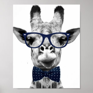 Vintage, rolig Giraffe Poster