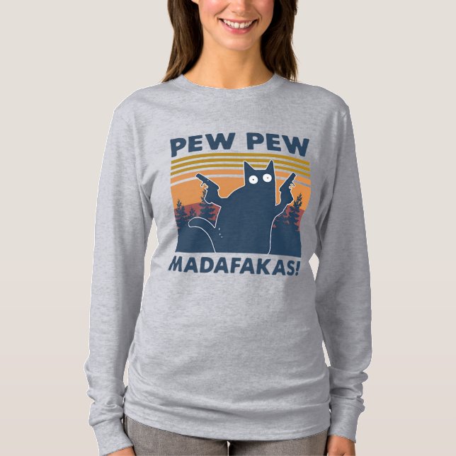 vintage, rolig kattpew madafakas t shirt (Framsida)