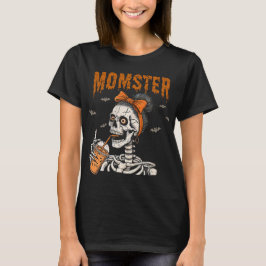 Vintage Rolig Monster Skelett Halloween T Shirt