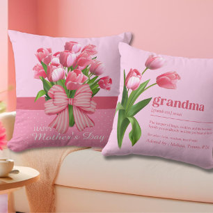Vintage Rolig Rosa Mormor Definition Med Tulpan Kudde