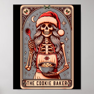 Vintage rolig skelett Kakor Bagare Tarotkort Poster