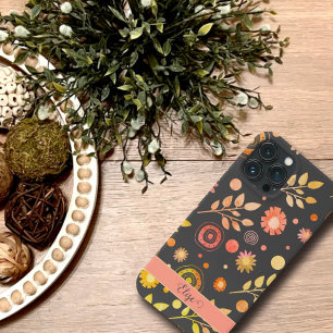 Vintage Roligt Blommigt Löv Trendig Namn Inspiriti