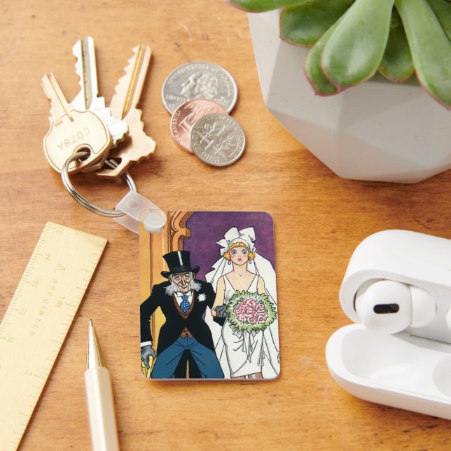 Vintage Roligt Bröllop, Maj December Romans Nyckelring (Skrivbord)