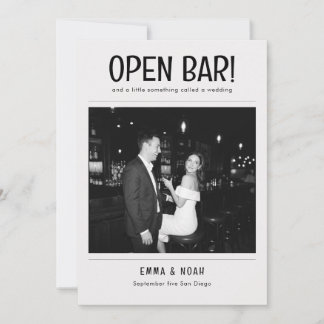 Vintage Roligt Öppet Bar Foto Bröllop Spara Datum Datumet