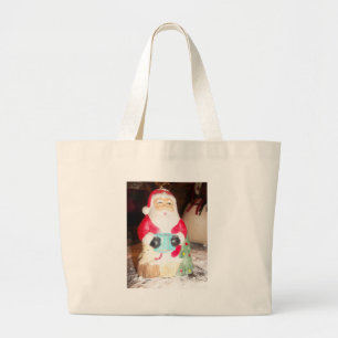 Vintage Roligt Santa with Snö Art Print Jumbo Tygkasse