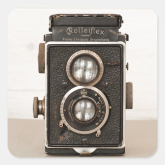 Vintage Rolleiflex Twin-linskamera Fyrkantigt Klistermärke
