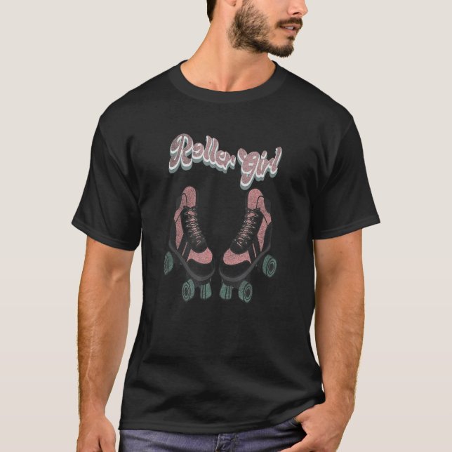 Vintage Roller Girl Skates Rollerskates Rollerskat T Shirt (Framsida)