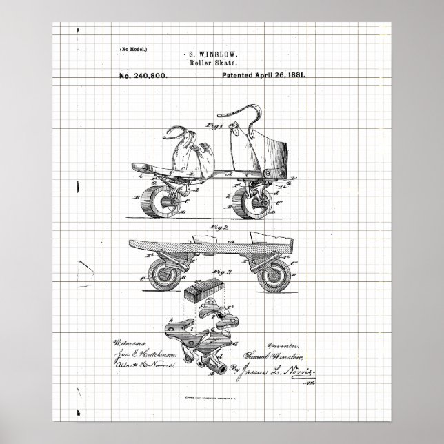 Vintage Roller Skate Patent Poster (Framsidan)