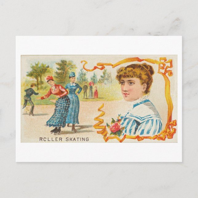 Vintage Roller Skating Vykort (Framsida)