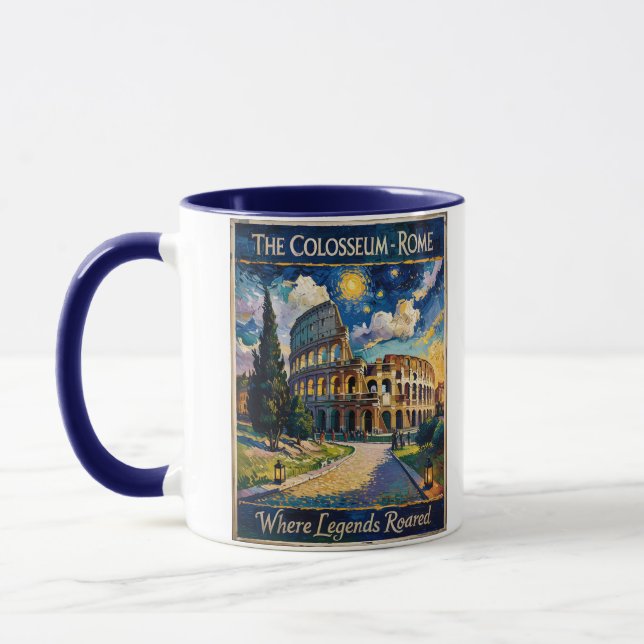 Vintage Rom Colosseum Stjärnklar Natt Impressionis Mugg (Vänster)