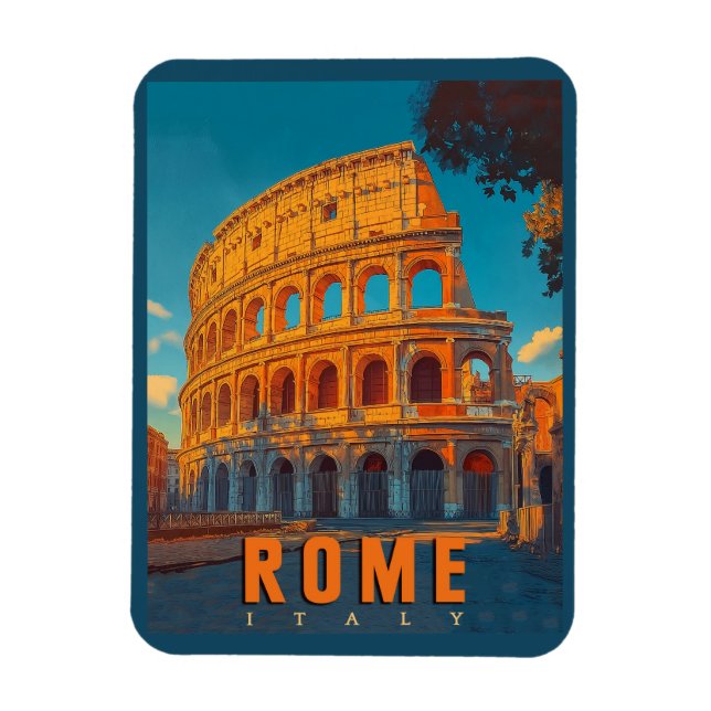 Vintage Rom Italien: Colosseum & Ancient Wonders Magnet (Vertikal)