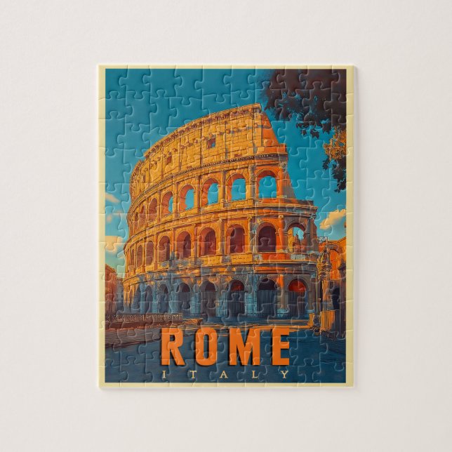 Vintage Rom Italien: Colosseum & Ancient Wonders Pussel (Vertikal)