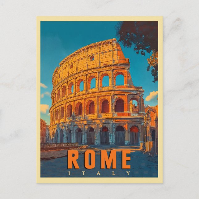 Vintage Rom Italien: Colosseum & Ancient Wonders Vykort (Framsida)
