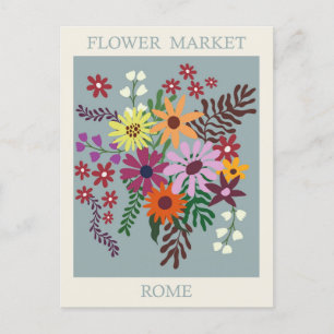 Vintage Rom Italien Flower Market Travel Vykort