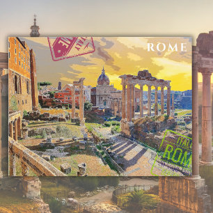 Vintage Rom Italien Forum Paeing Travel Art Vykort