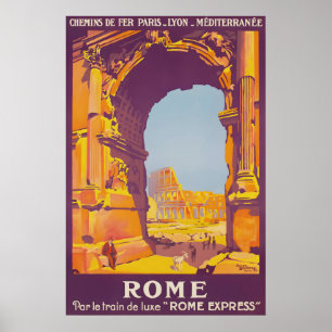 Vintage Rom Italien Resaaffisch Kolosseum Båge Poster