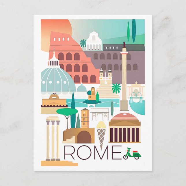Vintage Rom, Italien, Resaaffisch Vykort (Framsida)