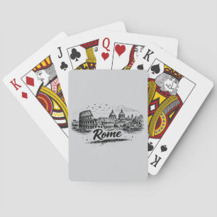 Vintage Rom Italien Stadssilhuett Blyerts Konst Casinokort
