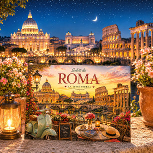 Vintage Rom italiensk populär stadsdestination Helg Vykort
