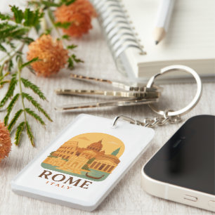 Vintage Rom Nyckelring – Colosseum & Pantheon Retr