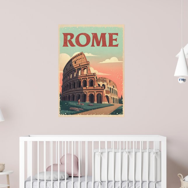 Vintage Rom Travel Poster - Retro Colosseum Wall (Barnkammare 2)