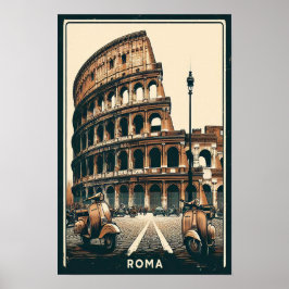 Vintage Rom Vespa och Colosseum Poster