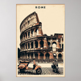 Vintage Rom Vespa och Colosseum Poster