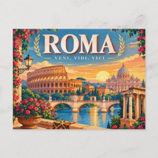 Vintage Roma Italien Klassisk romersk och gyllene  Helg Vykort