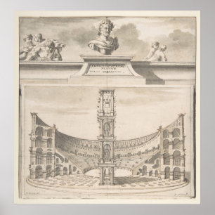 Vintage Roman Colosseum illustration Poster