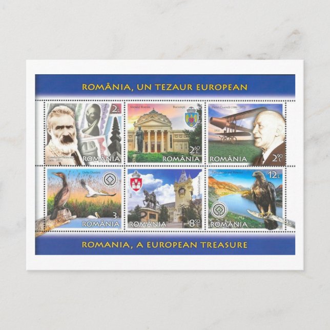 Vintage Romania Stamp Set  Vykort (Framsida)