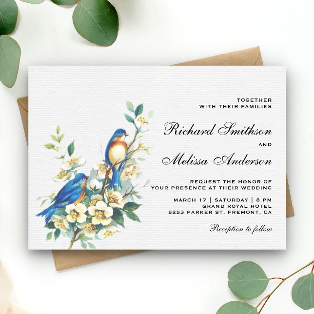 Vintage Romantic Blommigt Birds Bröllop Inbjudningar (Skapare uppladdad)