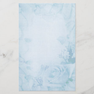 Vintage Romantic Blue Ro Stationery Brevpapper