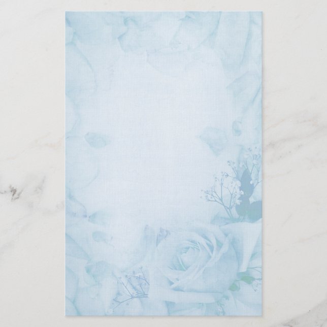 Vintage Romantic Blue Ro Stationery Brevpapper (Framsida)