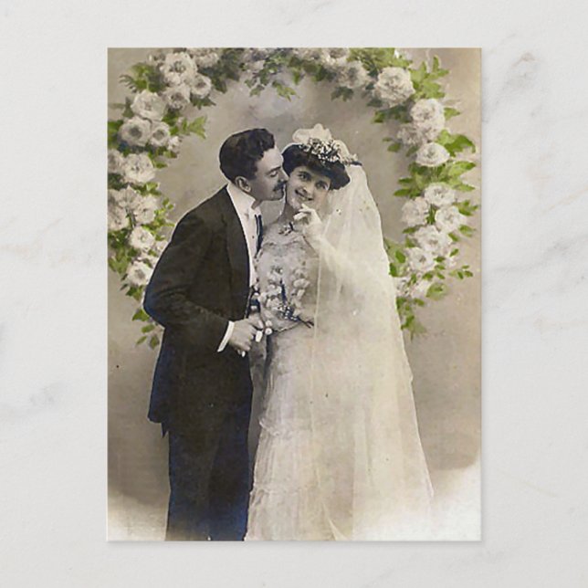 Vintage Romantic Bride and Groom Photos Vykort (Framsida)
