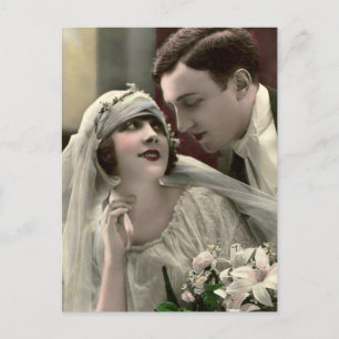 Vintage Romantic Bröllop Vykort