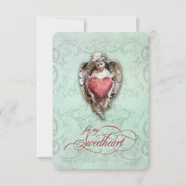 Vintage Romantic Cherub med Heart och Sonnet (Framsida)
