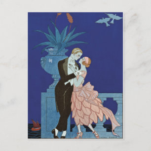 Vintage Romantic Couple ~ "Oui" Vykort