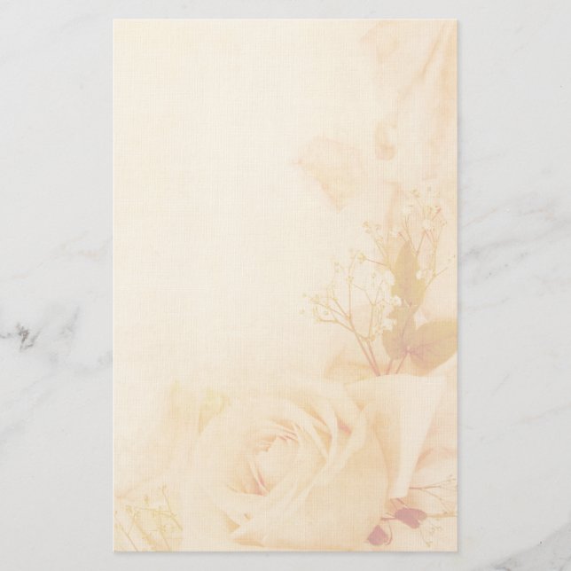 Vintage Romantic Faded Ro Parchment Stationery Brevpapper (Framsida)