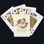 Vintage Romantic First Kiss Spelkort<br><div class="desc">Ett vackert romantiskt val, den här vintagens inspirerade design, har en handmålad anpassning av den välälskade 1890 William Bouguereau Painting "L'Kärlek et Psyché, enfants (översatt: Cupid and Psyche as Children, 1890), som oftare kallas "The First Kiss". Det är en underbar bröllopsmottagning eller förlovningsfest och är en del av "Vintage Romantic...</div>
