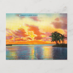 Vintage Romantic Florida Sunset Travel Postcard Vykort
