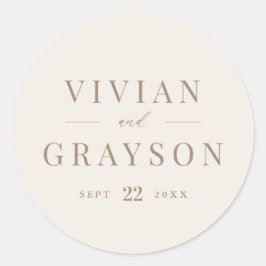 Vintage Romantic Guld och Elfenbenskusten Bröllop Runt Klistermärke