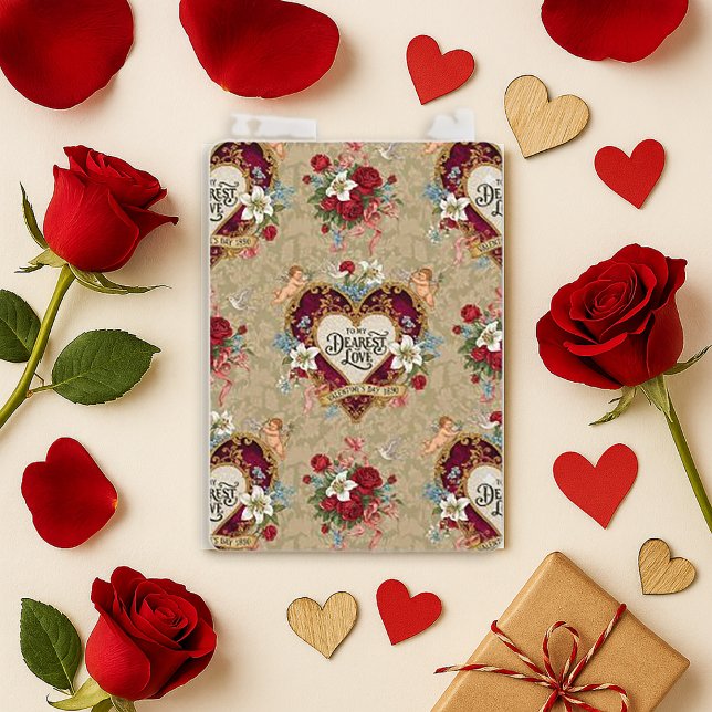 Vintage Romantic Heart Valentine Julkort (Skapare uppladdad)