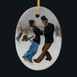 Vintage Romantic Ice-Skater Julgransprydnad Keramik<br><div class="desc">Antik bild av man och kvinna i gammaldags isskridskor. Bakgrunden till skater som har roligt på isen. Måla av Max Klinger (1860-1938)</div>