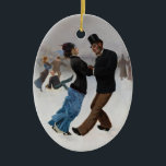 Vintage Romantic Ice-Skater Julgransprydnad Keramik<br><div class="desc">Antik bild av man och kvinna i gammaldags isskridskor. Bakgrunden till skater som har roligt på isen. Måla av Max Klinger (1860-1938)</div>
