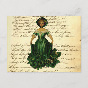 Vintage Romantic Irish Klöver Dress Dam Vykort