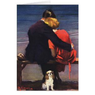 Vintage Romantic Kärlek, Romantik vid stranden Hälsningskort