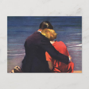 Vintage Romantic Kärlek, Romantik vid stranden Vykort