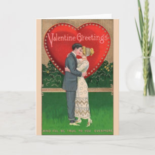 Vintage Romantic Kiss Valentine Greeting Card Helgkort