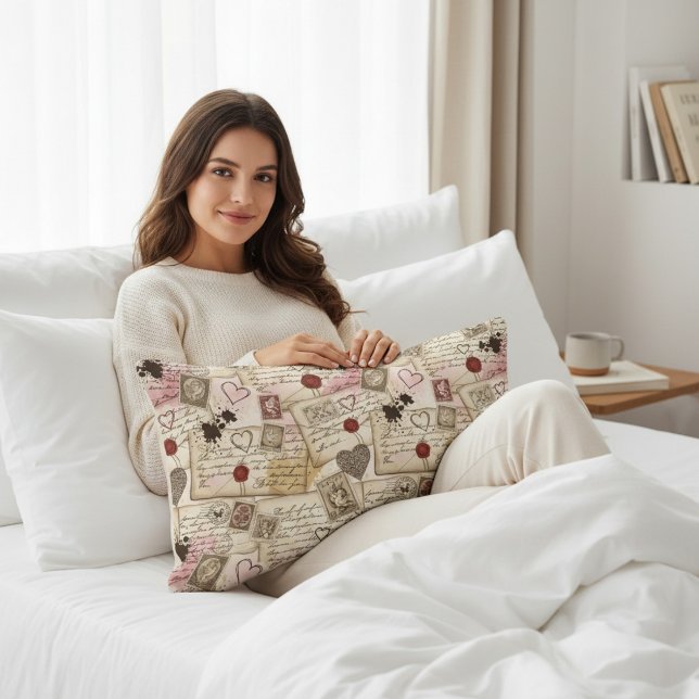 Vintage Romantic Love Letters & Wax Seals Lumbarkudde (Skapare uppladdad)